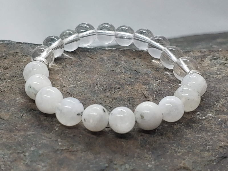 Birthstone Crystal Bracelet for June with Moonstone  Front