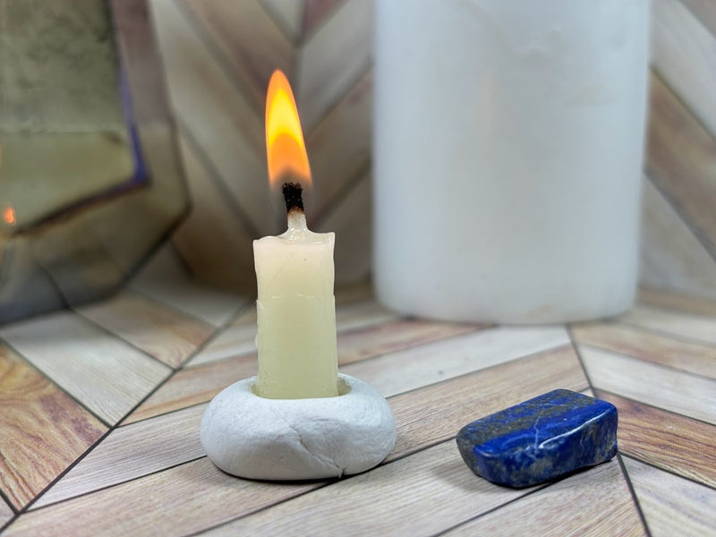 Mini Candle with Lapis Lazuli Crystal