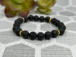 Lava Stone Crystal Bracelet Handmade