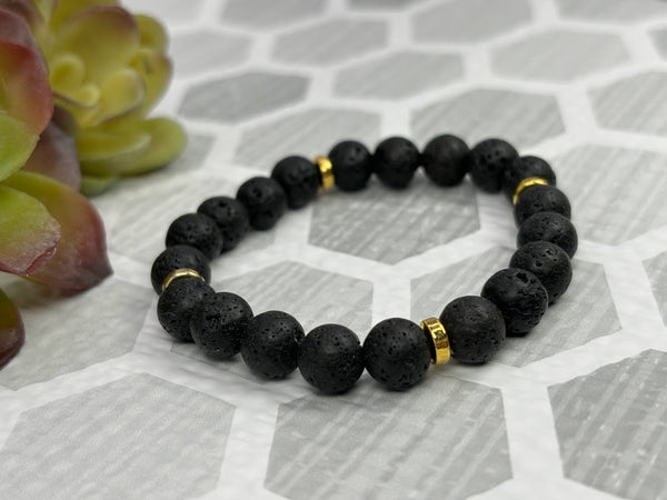 Lava Stone Crystal Bracelet Handmade Left