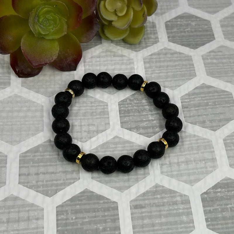 Lava Stone Crystal Bracelet Handmade Top