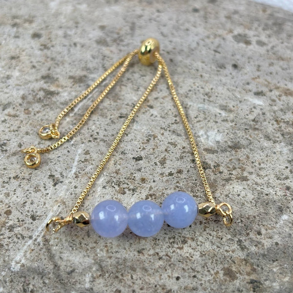 March Birthstone with Aquamarine Crystal with Adjustable Slider