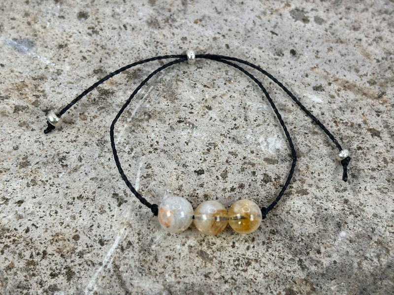 November birthstone crystal adjustable wax cord bracelet with Citrine top