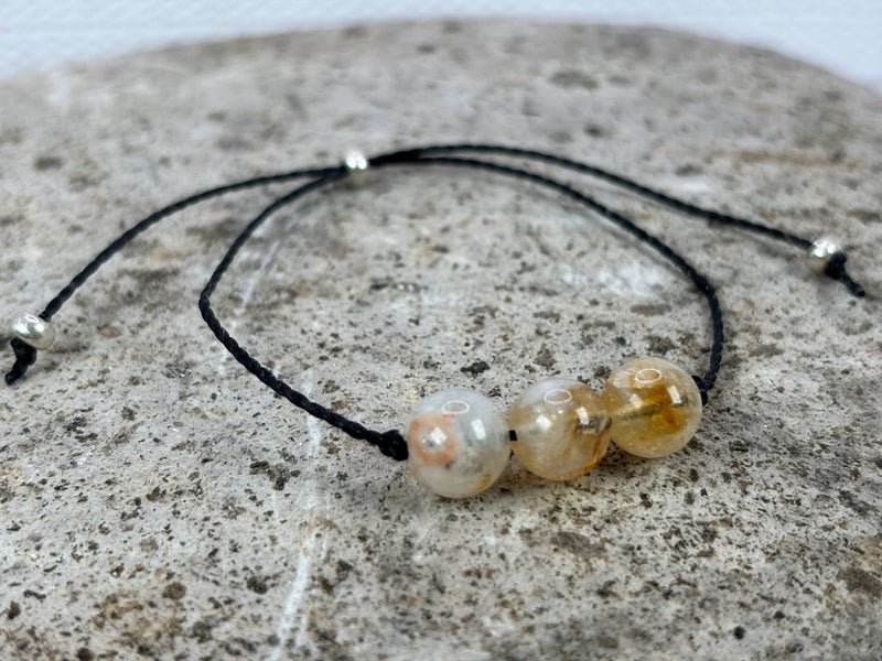 November birthstone crystal adjustable wax cord bracelet with Citrine RIght