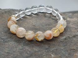 November birthstone crystal bracelet with Citrine and Clear Quartz Front