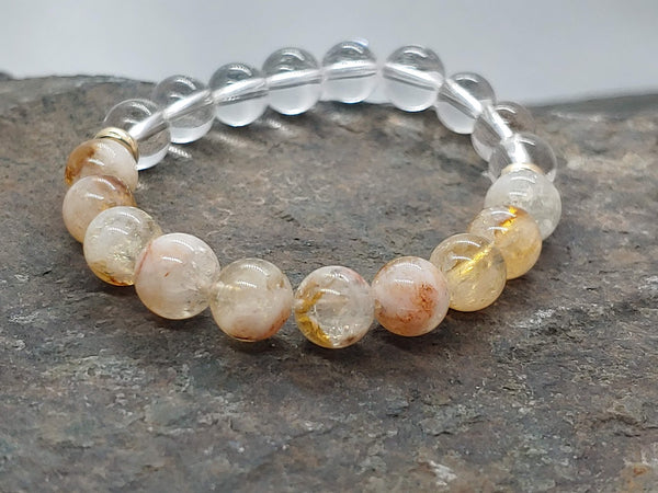 November birthstone crystal bracelet with Citrine and Clear Quartz Front