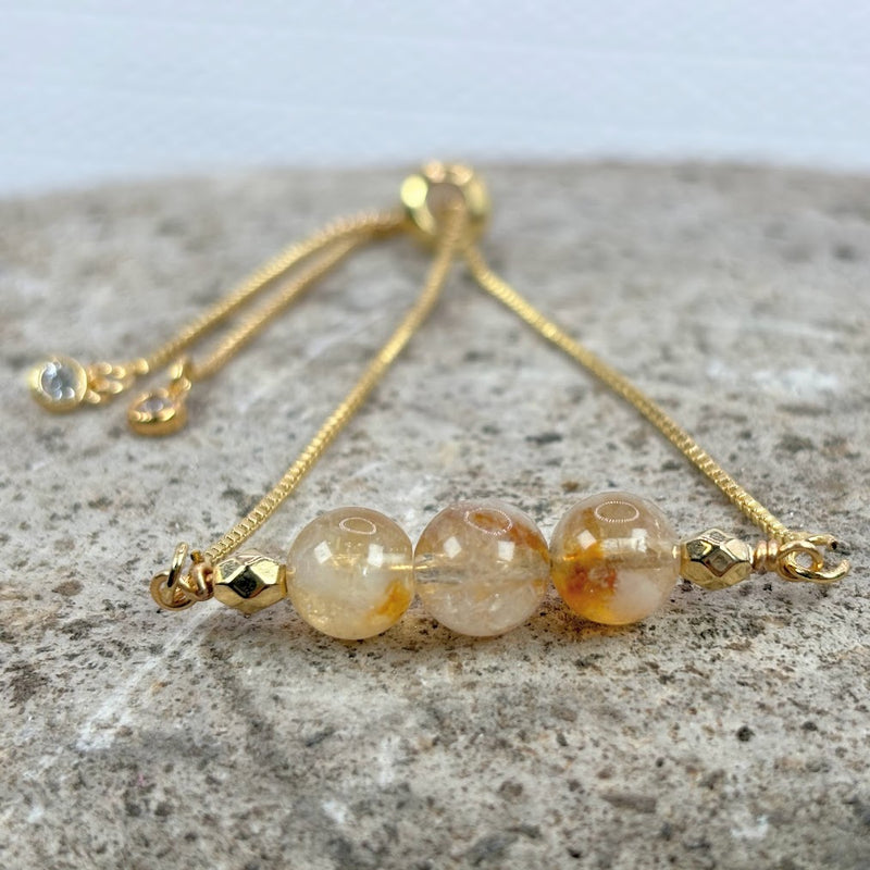 November Birthstone with Citrine Crystal with Adjustable Slider Zoom In