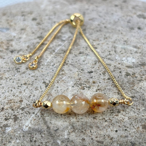 November Birthstone with Citrine Crystal with Adjustable Slider