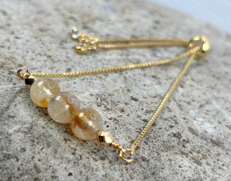 November Birthstone with Citrine Crystal with Adjustable Slider Left