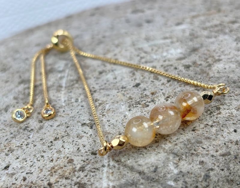 November Birthstone with Citrine Crystal with Adjustable Slider Right