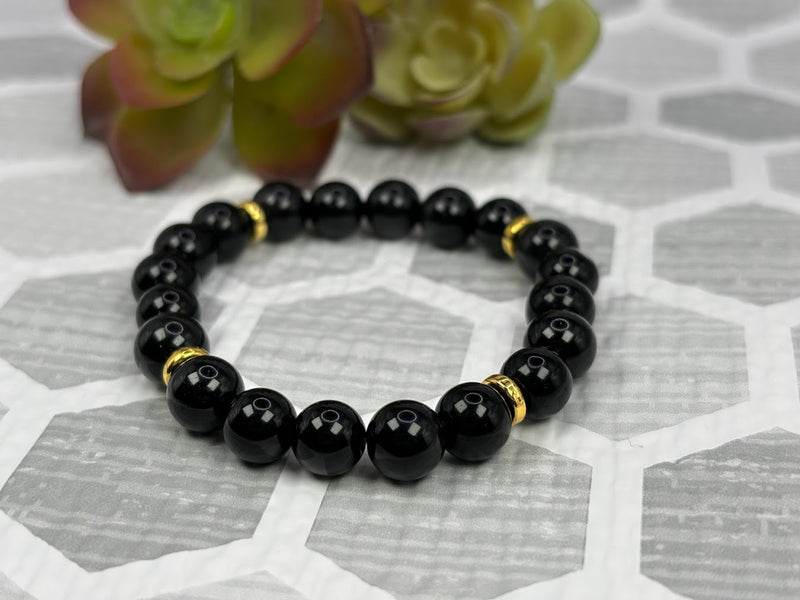 Obsidian Crystal Bracelet Handmade Right