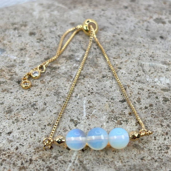 October Birthstone with Opal Crystal with Adjustable Slider 