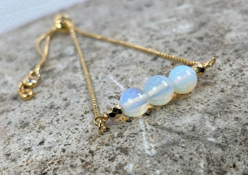 October Birthstone with Opal Crystal with Adjustable Slider  Right