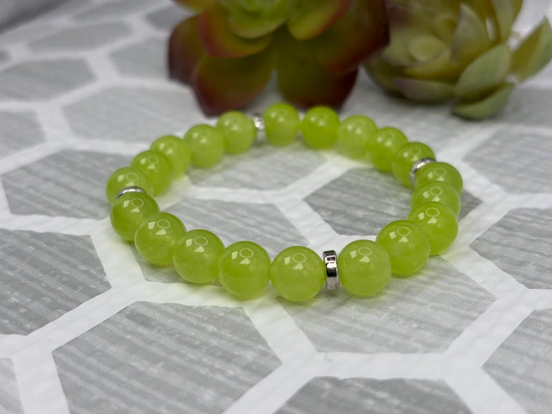 Peridot Crystal Bracelet Handmade Right