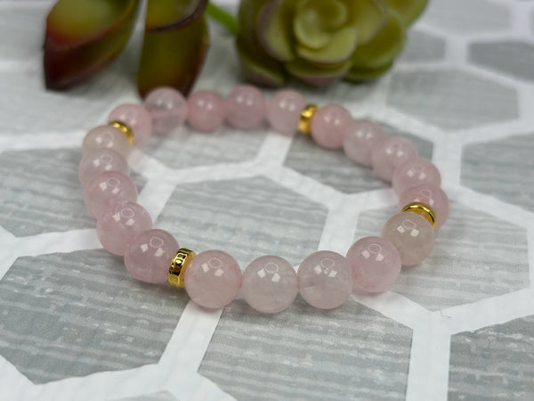 Rose Quartz Crystal Bracelet Handmade Left