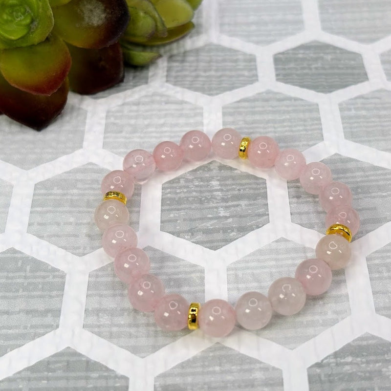 Rose Quartz Crystal Bracelet Handmade Top