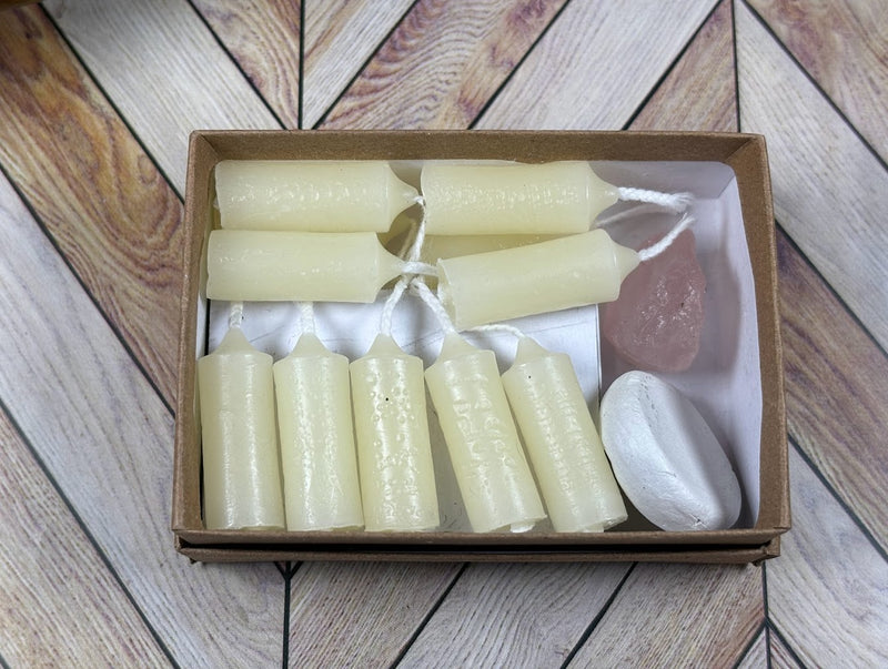 15-Minute Candle Meditation with Rose Quartz in box