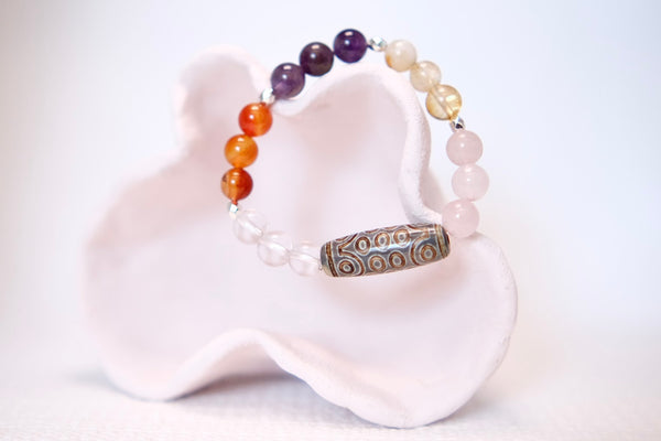 love healing bracelet Self Love Crystal with Tibetan Dzi Beads Stand