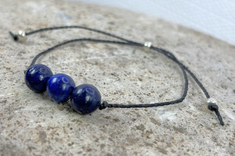 September Birthstone Adjustable Bracelet with Wax Cord Left