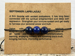 September Birthstone Adjustable Bracelet with Wax Cord with Card