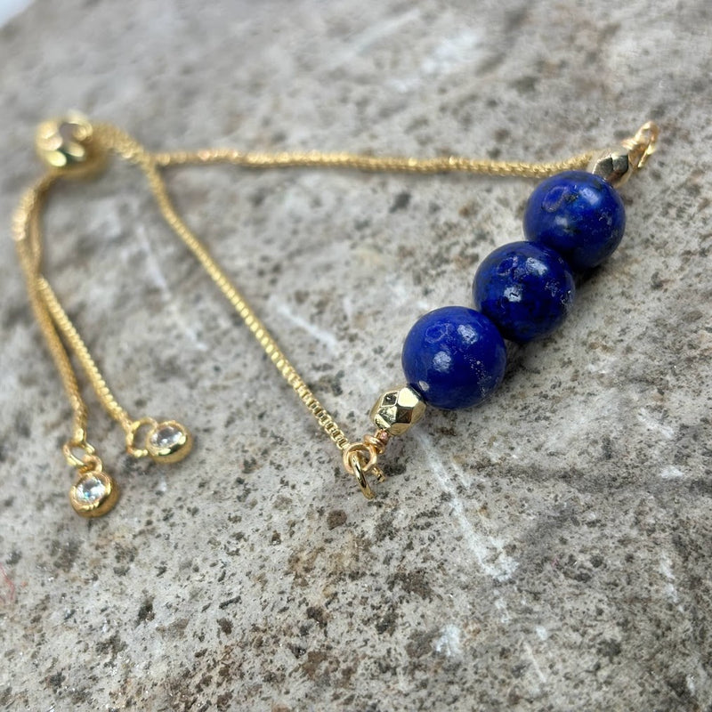 September Adjustable Bracelet with Lapis Lazuli Right