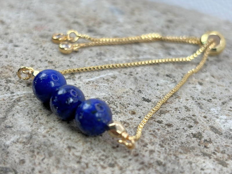 September Adjustable Bracelet with Lapis Lazuli Left