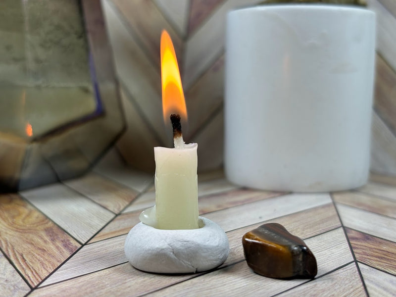 Mini Candle with Tiger's Eye Crystal