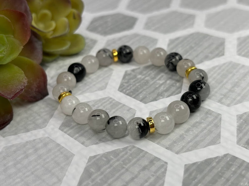 Tourmalinated Quartz Crystal Bracelet Handmade Left