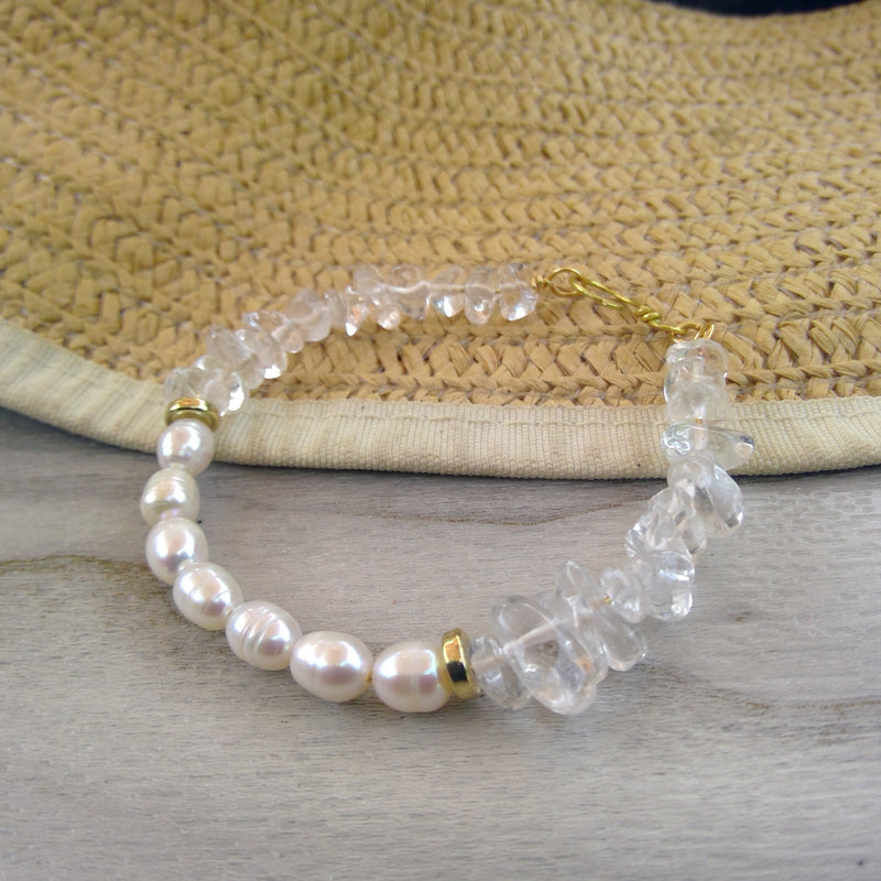 Baroque Pearl with Crystal Chips Bracelet