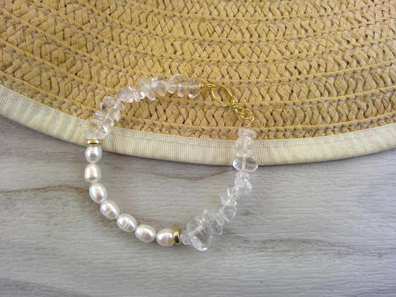 Baroque Pearl with Crystal Chips Bracelet