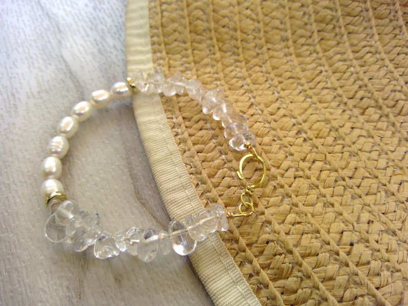 Baroque Pearl with Crystal Chips Bracelet