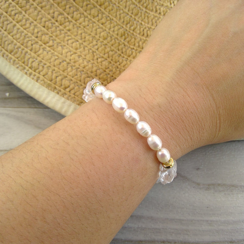 Baroque Pearl with Crystal Chips Bracelet