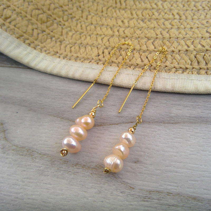 Rice Pearl Threader Earrings