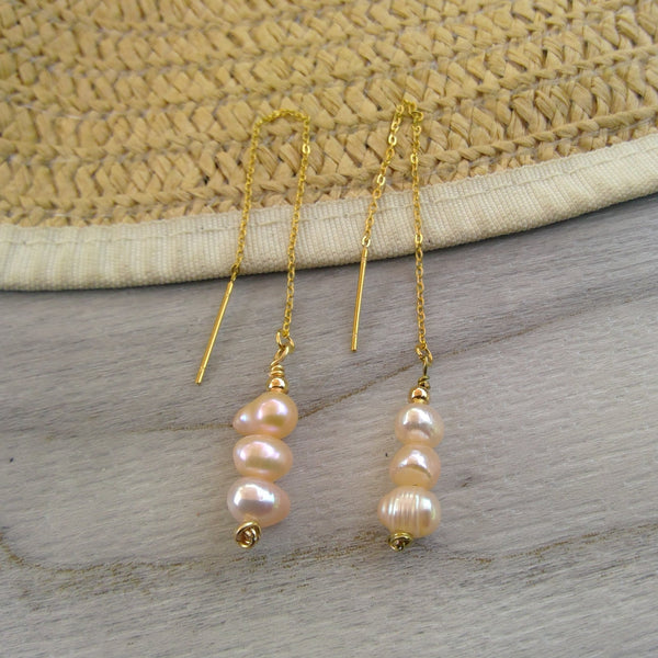 Rice Pearl Threader Earrings