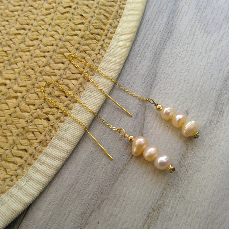 Rice Pearl Threader Earrings