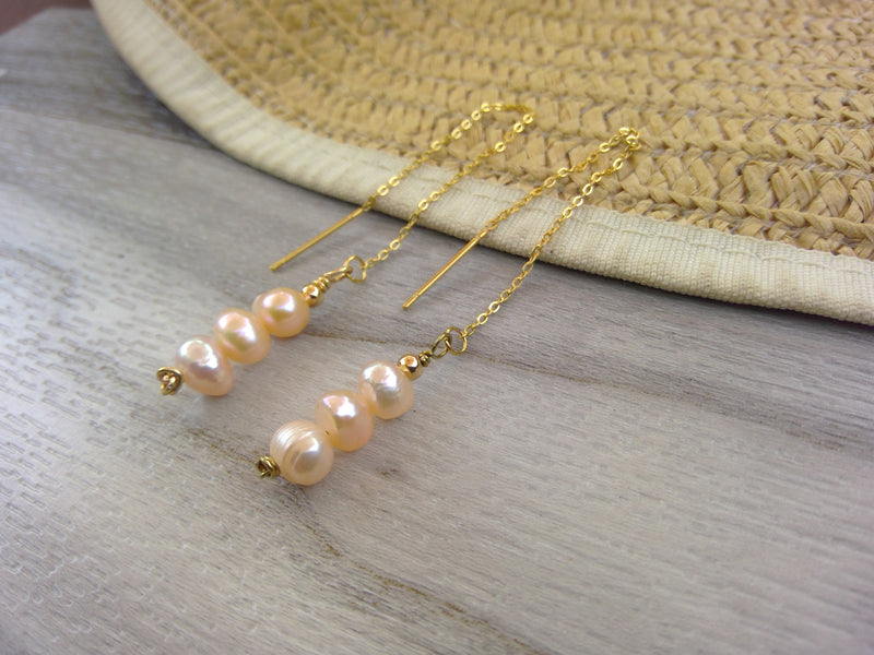 Rice Pearl Threader Earrings