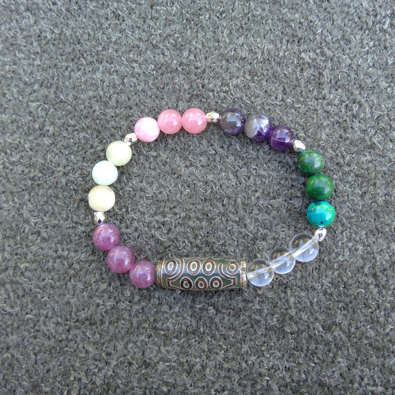 Sadness healing bracelet Heart Break Crystal with Tibetan Dzi BeadTop