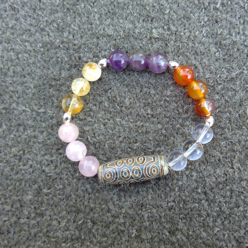 love healing bracelet Self Love Crystal with Tibetan Dzi Beads Top