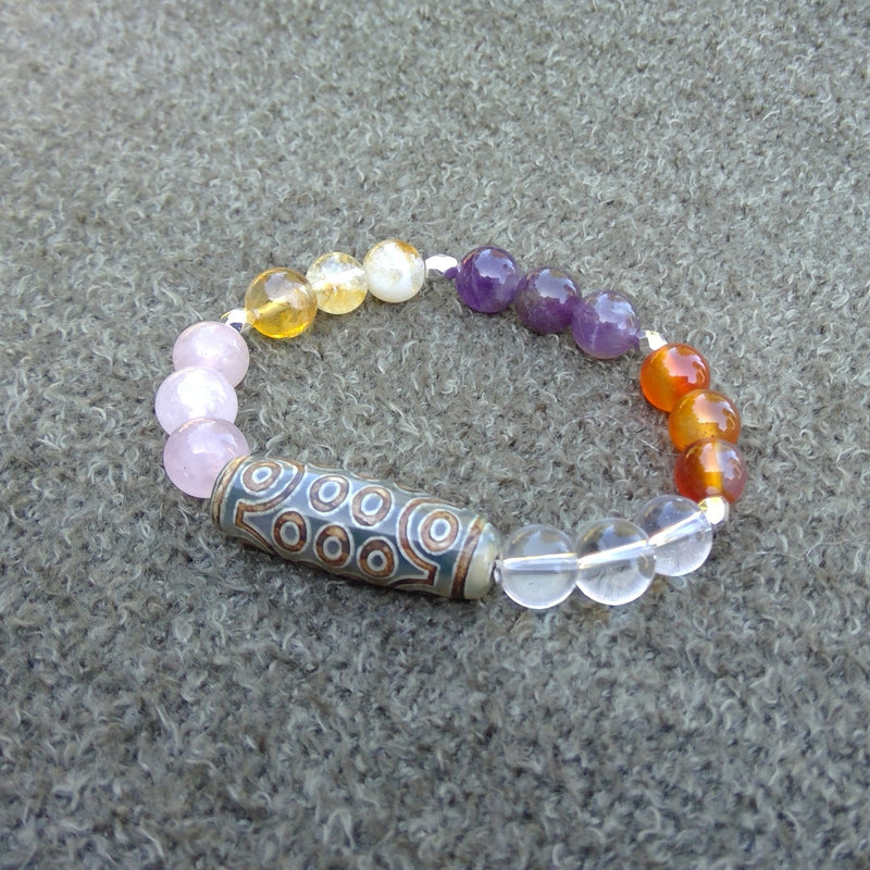 love healing bracelet Self Love Crystal with Tibetan Dzi Beads  Left