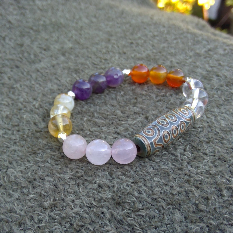 love healing bracelet Self Love Crystal with Tibetan Dzi Beads  Right