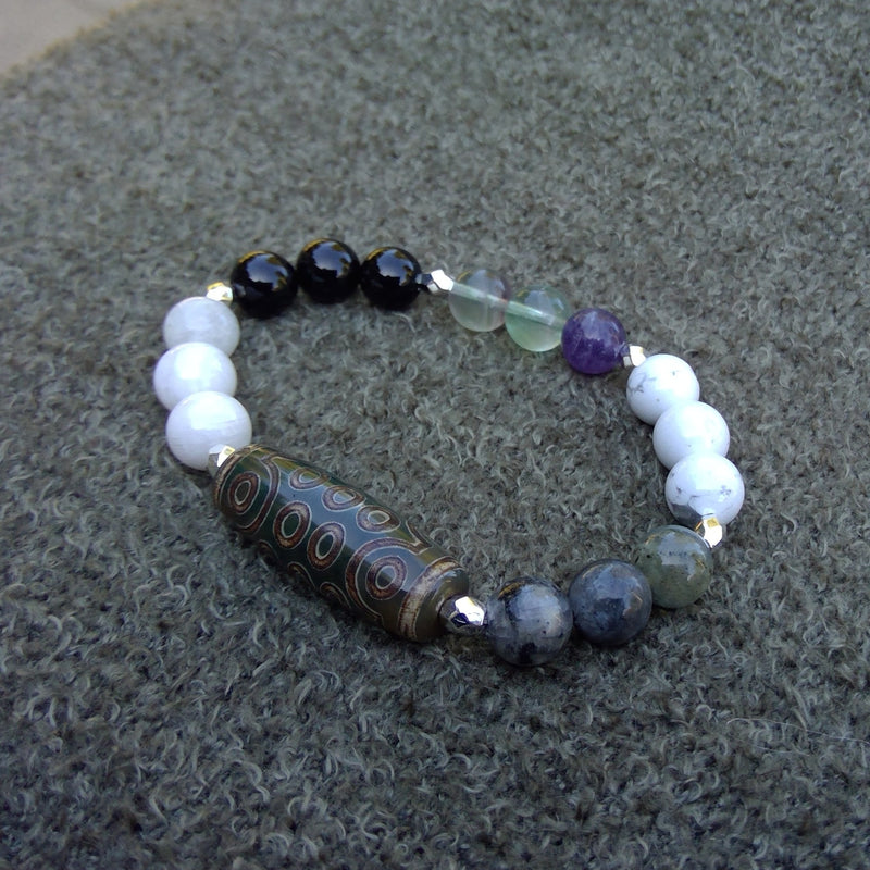 Stress healing bracelet Anxiety Healing Bracelet with Tibetan Dzi Bead Left