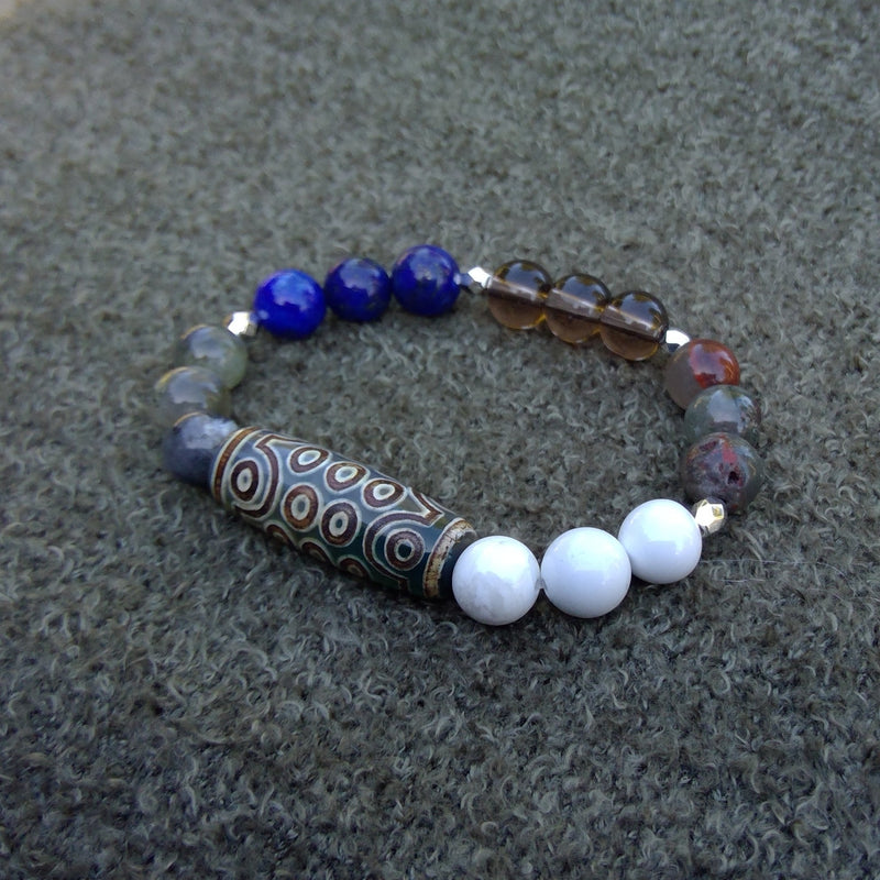 bad dreams healing bracelet Insomnia with Tibetan Dzi Charm Left