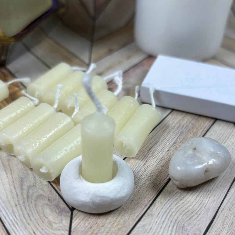 15-Minute Candle Meditation with White Quartz Unlit Candle with Crystal