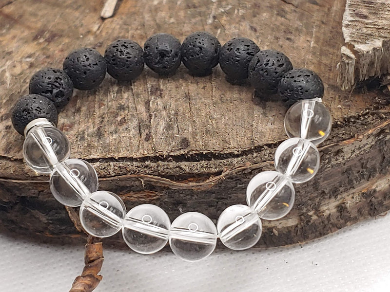 April Birthstone Bracelet with Lava Stone Top