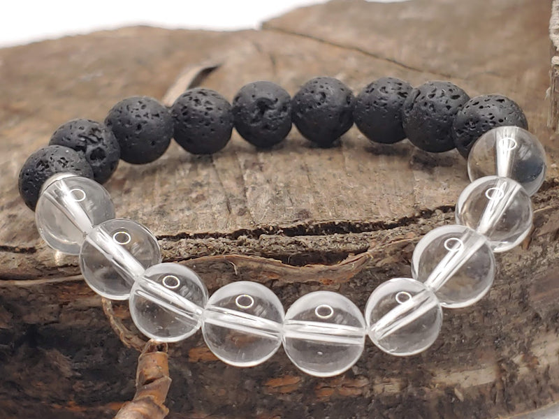 April Birthstone Bracelet with Lava Stone Front