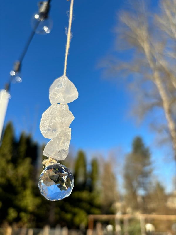 Clear Quartz Raw Crystal Sun Catcher