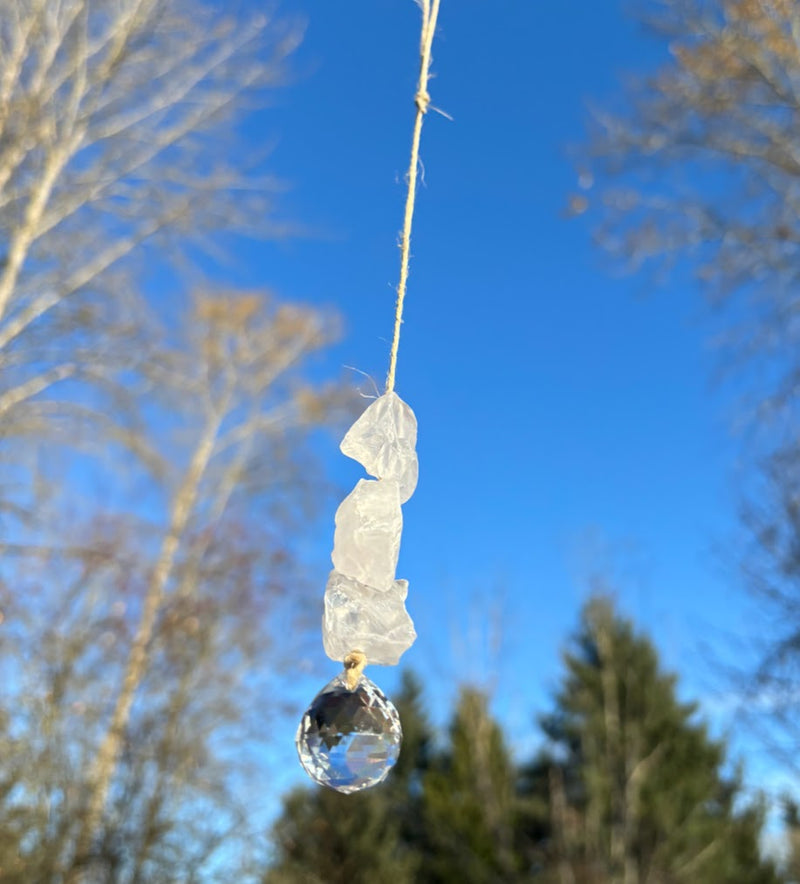 Clear Quartz Raw Crystal Sun Catcher Closer