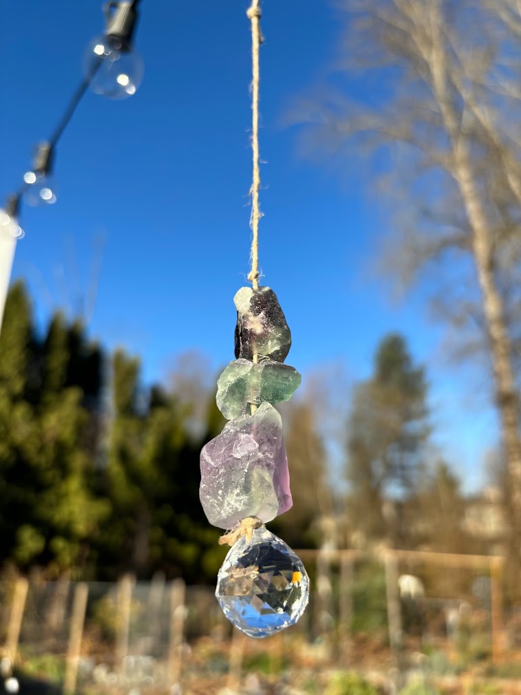 Fluorite Crystal Suncatcher Close up