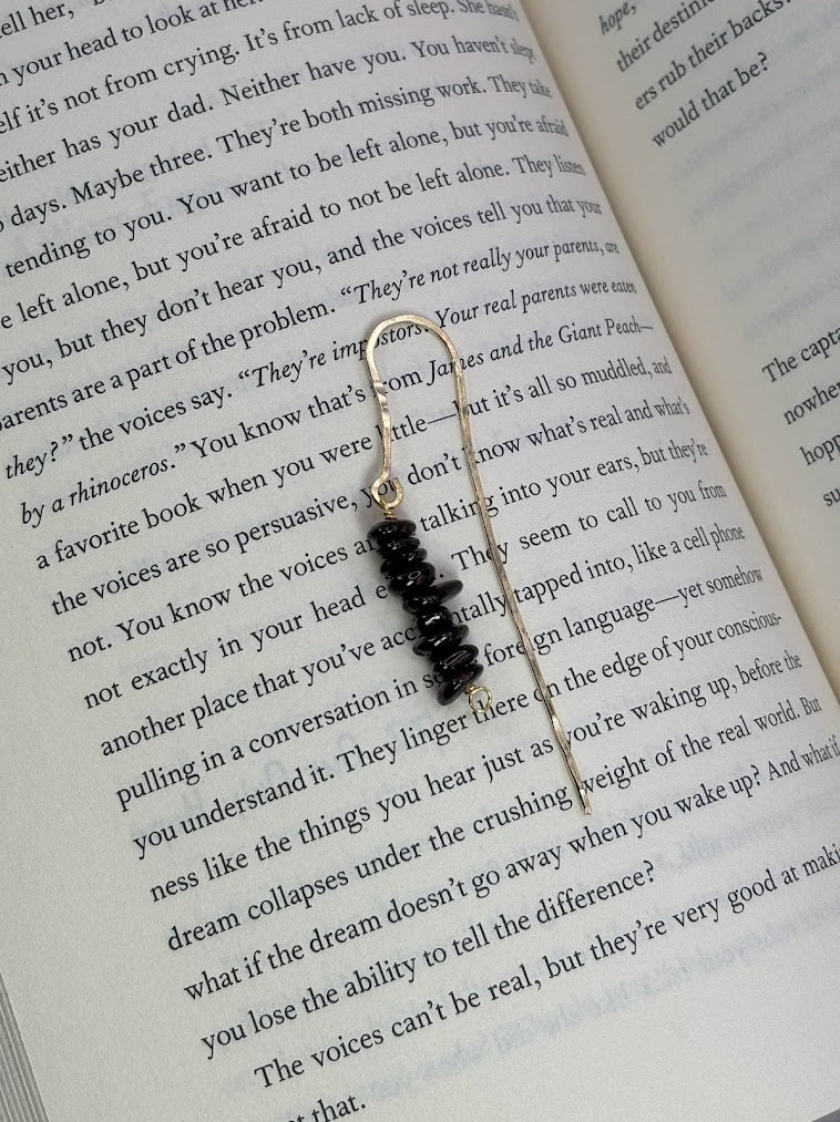 Garnet Crystal Bookmark with hand hammered Brass Metal 