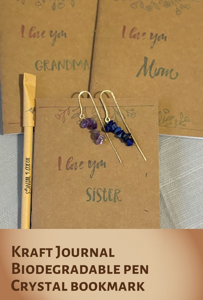 Personalized Kraft Journal with Crystal Bookmark